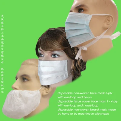 Segurança Hospitalar/Protetora 3-Ply Earloop/Papel/Barba/Lab/Médico/Isolamento/Médico Máscara Facial Cirúrgica 3-ply Não Tecido Descartável PP com Elástico Presilha/Amarra