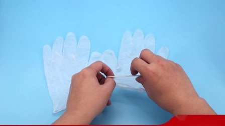 Luvas padrão descartáveis ​​sem pó de grau industrial luvas de PVC de dedos azuis